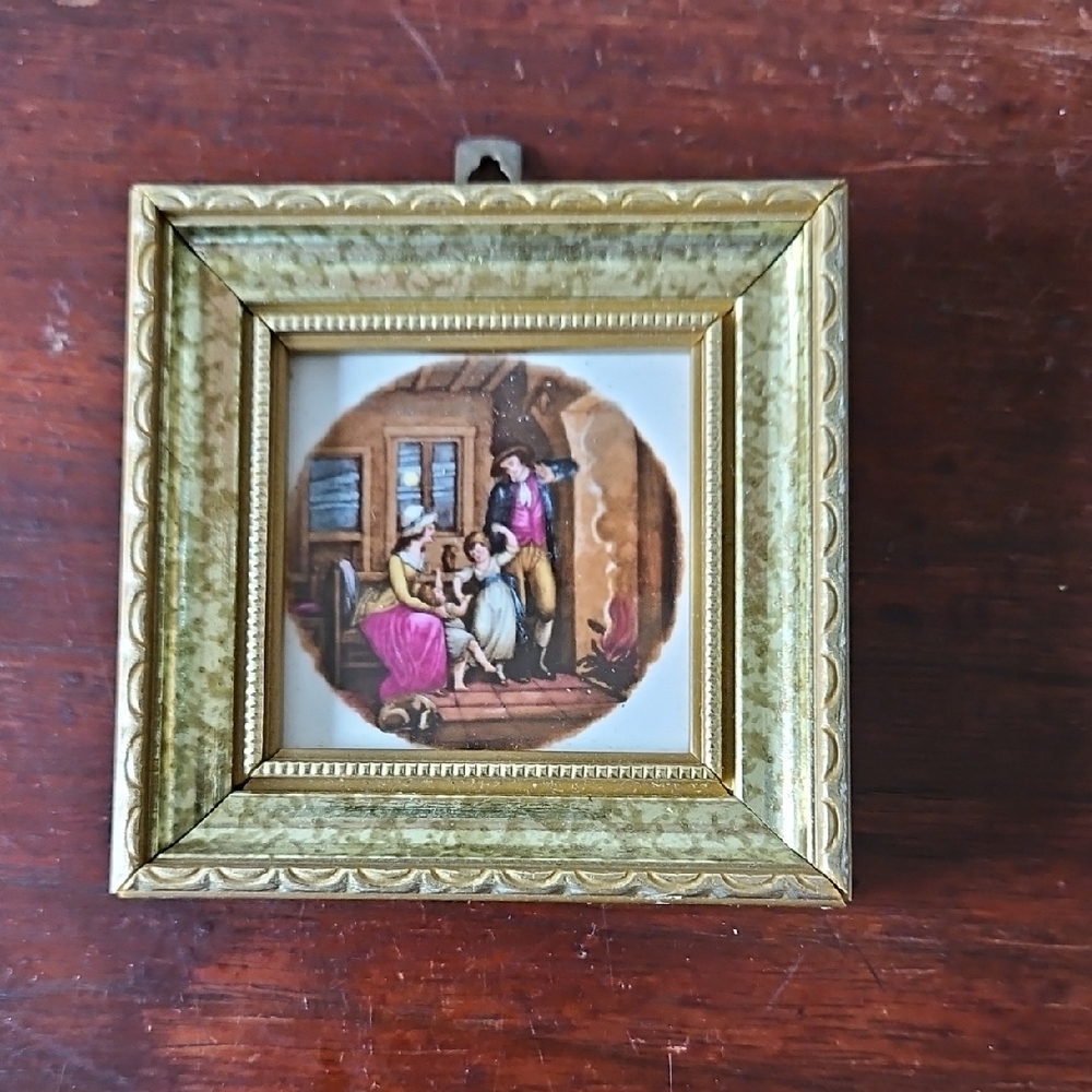 Vintage Enamel On Copper Couple By PG Cooper England Minature